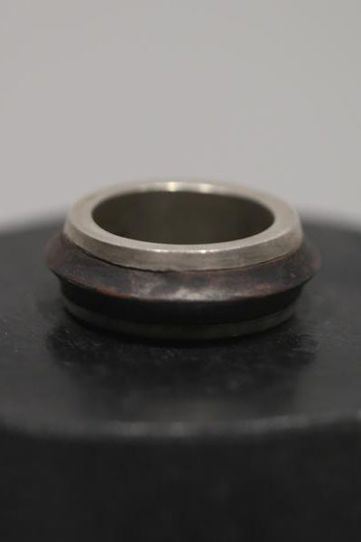 Parts of Four Rotator Ring Series Highly Handcrafted PS4-1128-1-DA+DR-ZCYRSHT9 9mm Dirty Sterling Silver+Burned Brass PPOF28